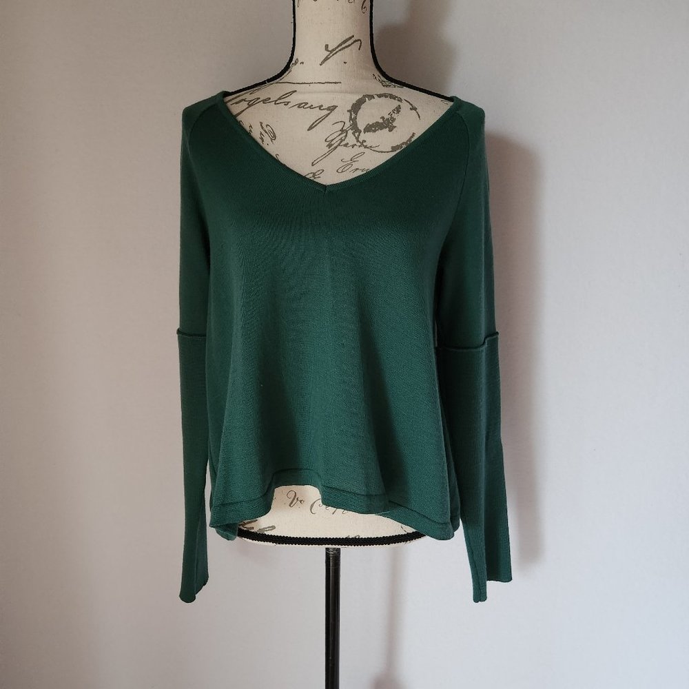 Laviniaturra Made in Italy 100% Merino Wool Sweater V-Neck Green
